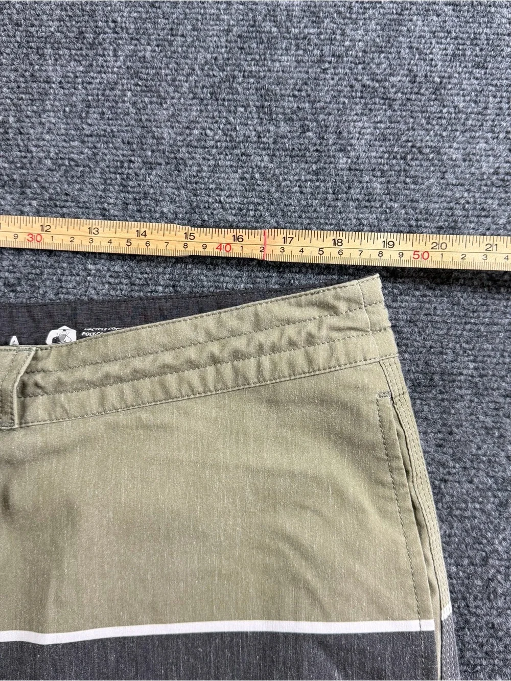Vissla Swim Trunks Mens 36 Green Gray Swim Board Shorts Pockets Drawstring